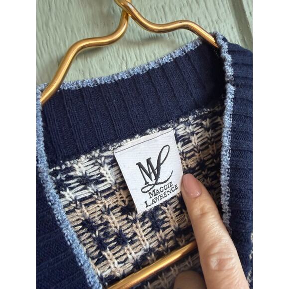 Vintage 90s Nordic Sweater Women’s Large Made in USA Knit Pullover Cottagecore - Picture 4 of 6